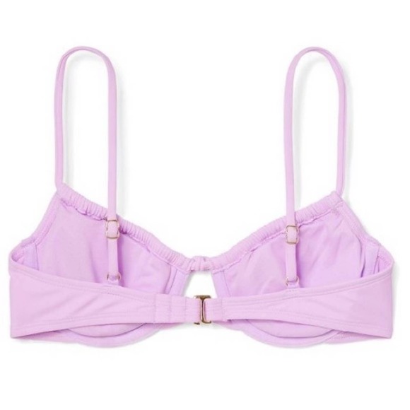 Xhilaration Juniors’ Shirred Underwire Bikini Top tie front lilac NWT Sz XS - Picture 2 of 4